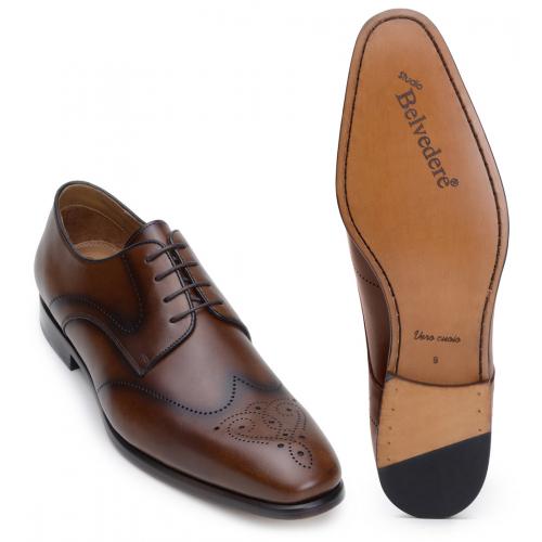 Belvedere "Gilbert" Antique Luggage Genuine Italian Leather Shoes.